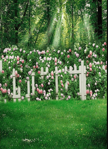 Spring Flowers Green Grass Wedding Backdrops GC-97