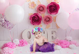 Blumenwand Ballons Rosa Hintergrund für Baby Girl Fotografie GX-1035