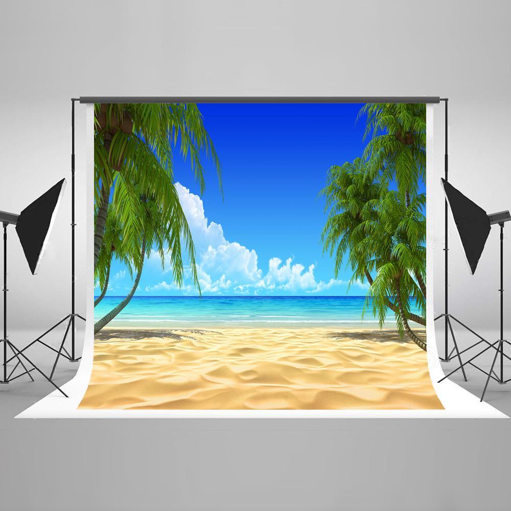 Summer Beach Blue Ocean Sky Backdrop HJ03738