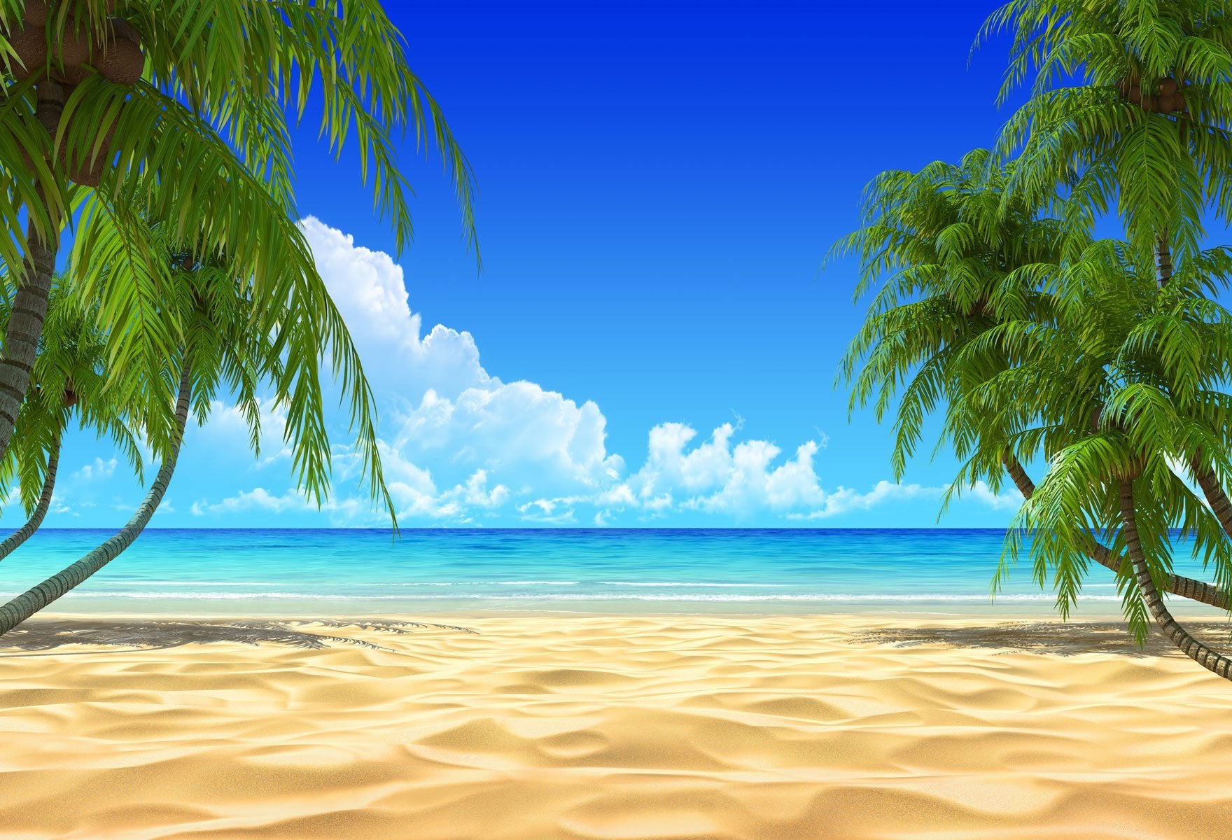 Summer Beach Blue Ocean Sky Backdrop HJ03738
