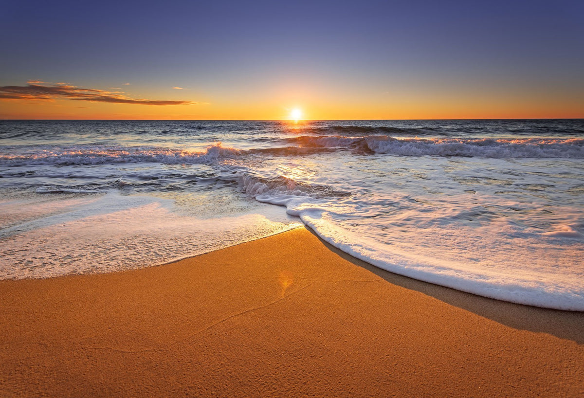 Sommer Sonnenuntergang Strand Himmelblau Ozean Hintergrund