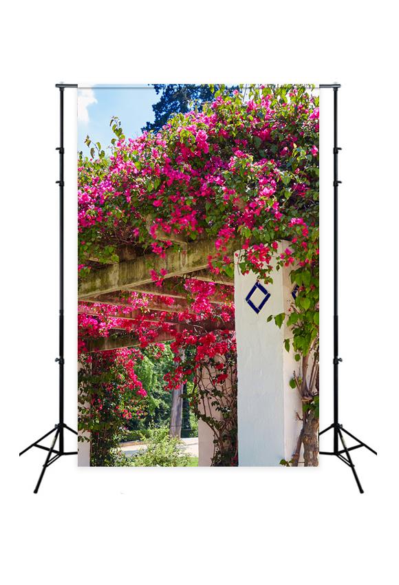Red Flowers Arch Garden Backdrop for Photography J05494