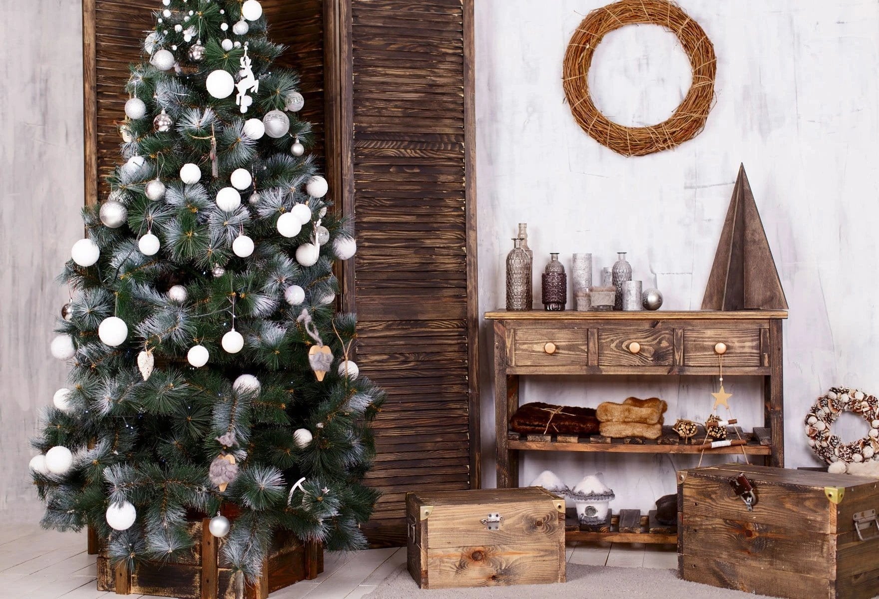 Christams Tree Fireplace Wood Decorations Backdrop KAT-24