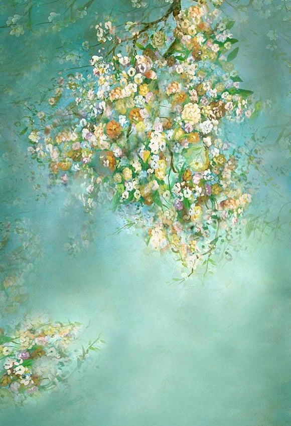 Blumengrüne Hintergründe für Baby Neugeborenen Fotokabine LV-943