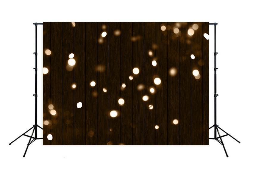 Bokeh Lights Wood Floor Photo Booth Backdrop M166