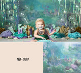 Gouache Oil Paint Sea World Artistic Photography Backdrop for Baby Shower NB-089