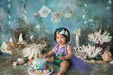 Gouache Oil Paint Sea World Artistic Photography Backdrop for Baby Shower NB-089