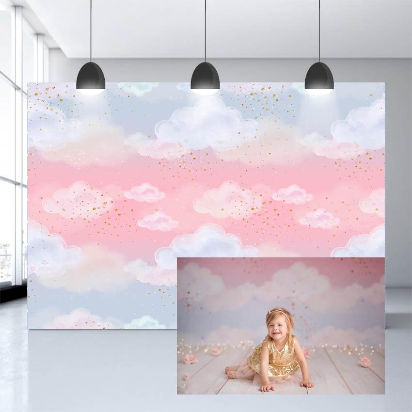 Schöne Rosa Himmelwolken Hintergründe für Fotografie NB-348