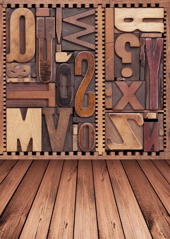 3D Numbers Wood Photography Backdrop S-1098