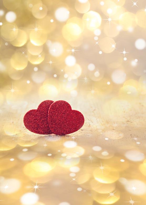 Love Heart Glittering Golden Dots Bokeh Backdrop for Photo Booths S-1155