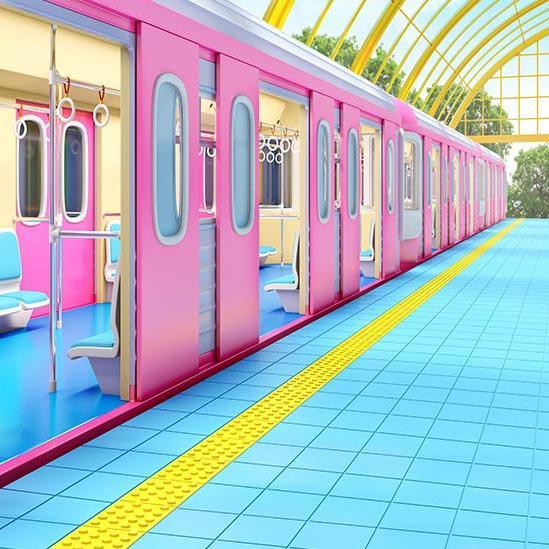 Pink Underground Green Floor Photography Backdrop S-3240