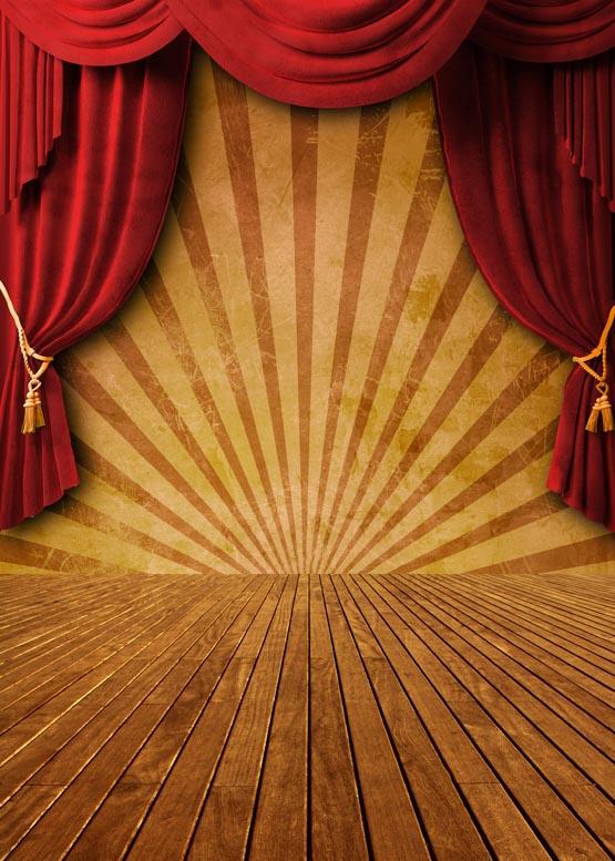 Red Carpet Wood Stage Photo Shoot Backdrop