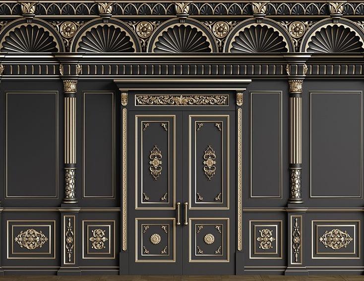 Classic Door Black Wooden Wall Backdrop for Photography SHU007