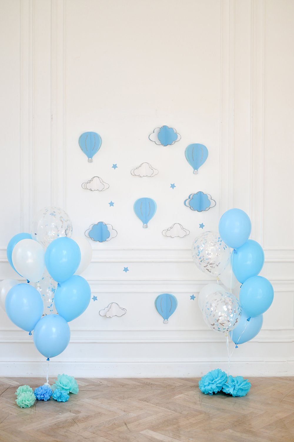 Wall Light Blue Balloons Children Photography Backdrops IBD-19337