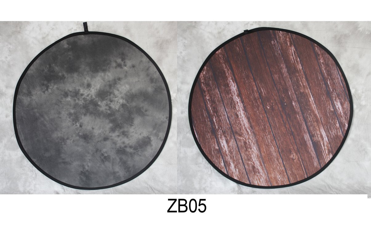 Rund Schwarz Abstrakt Texture/Holz Doppelseitig Faltbar Hintergrund 5x5ft(1.5x1.5m) ZB05