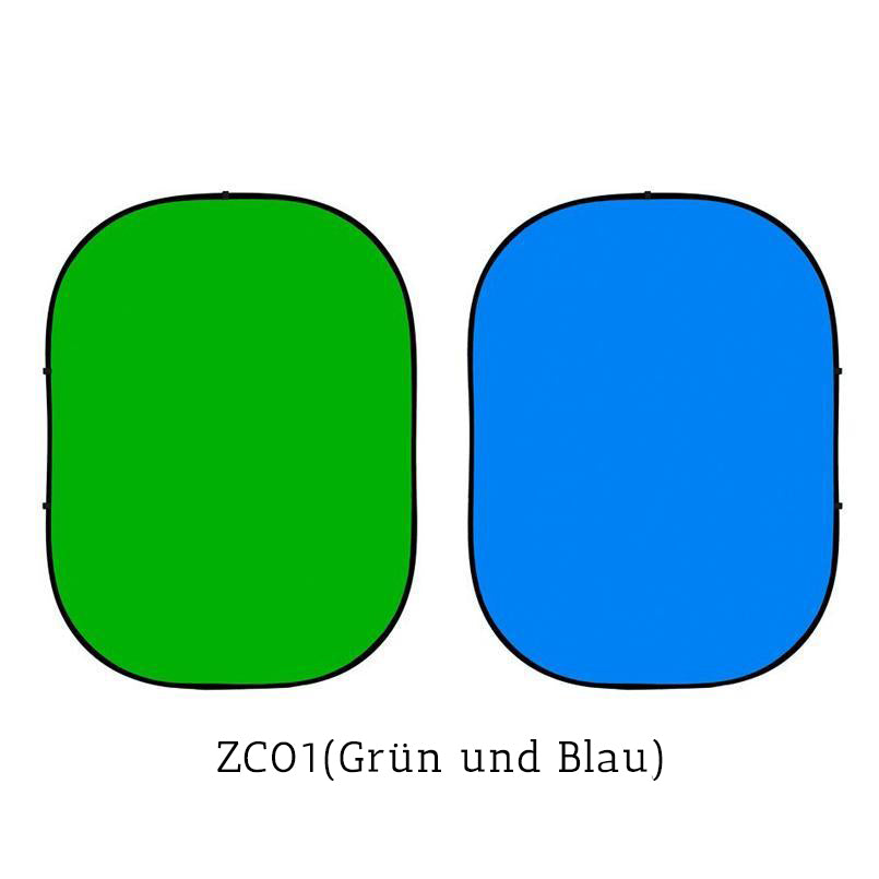 Faltbar Doppelseitig Grün und Blau Fotografie Hintergrund 5x6.5ft(1.5x2m) ZC02