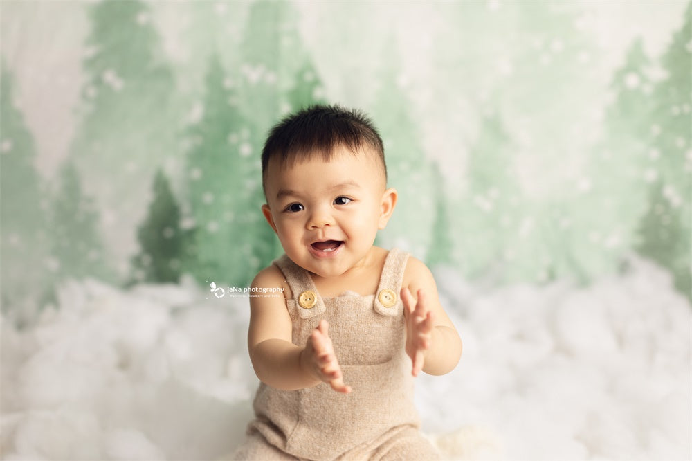 Tannen Bäume Hintergrund Schnee Hintergrund Baby Fotografie ZG-71