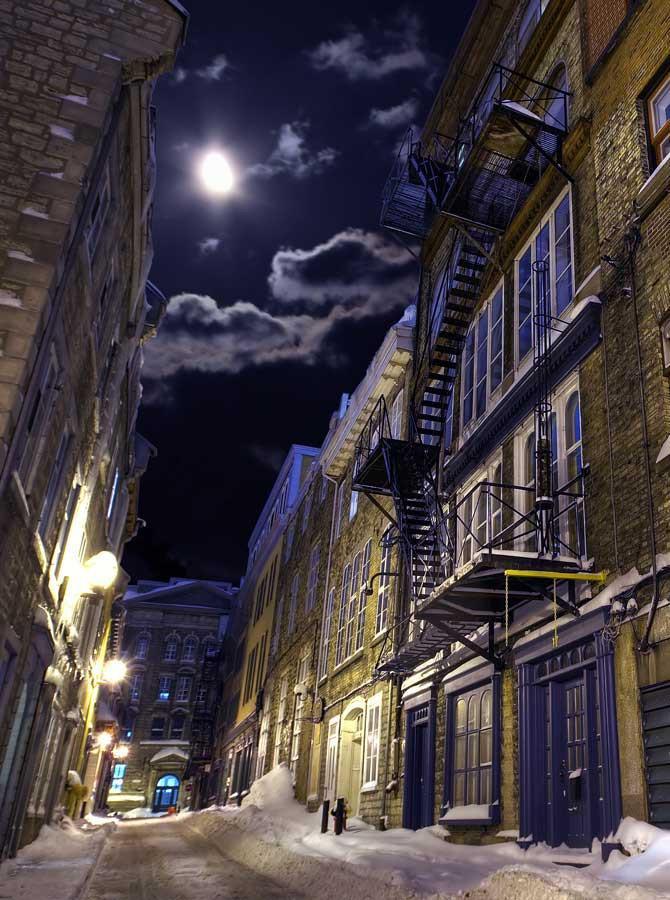 Winter Evening Street Houses Lamp Night Scene for Studio Photography