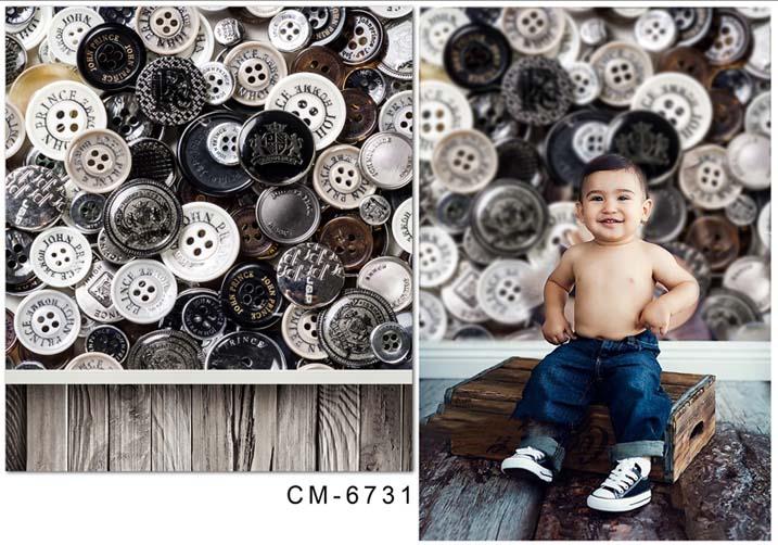 Black and White Buttons Backdrop for Photography CM-6731