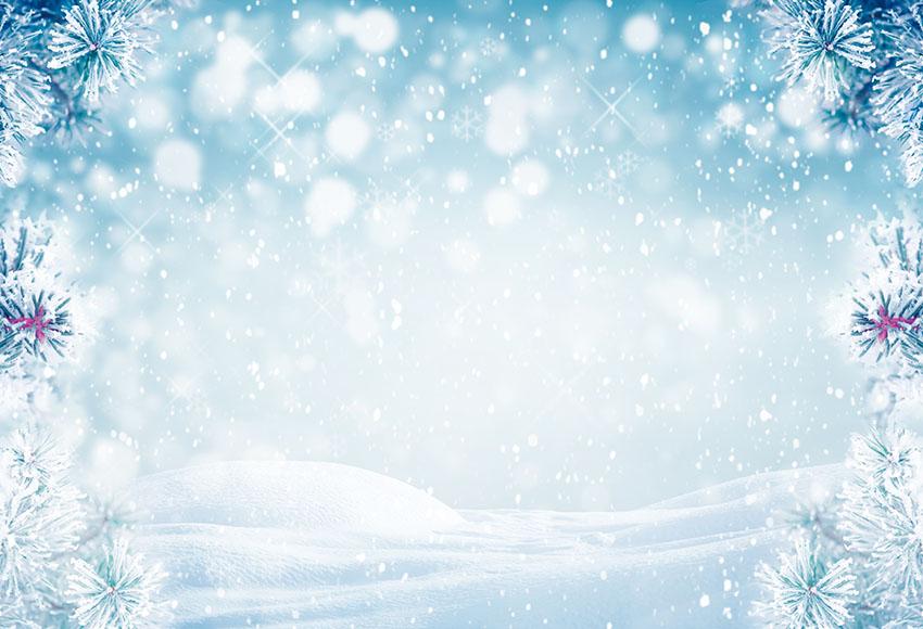 White Snow Snowflake Winter Bokeh Photo Backdrop LV-1021