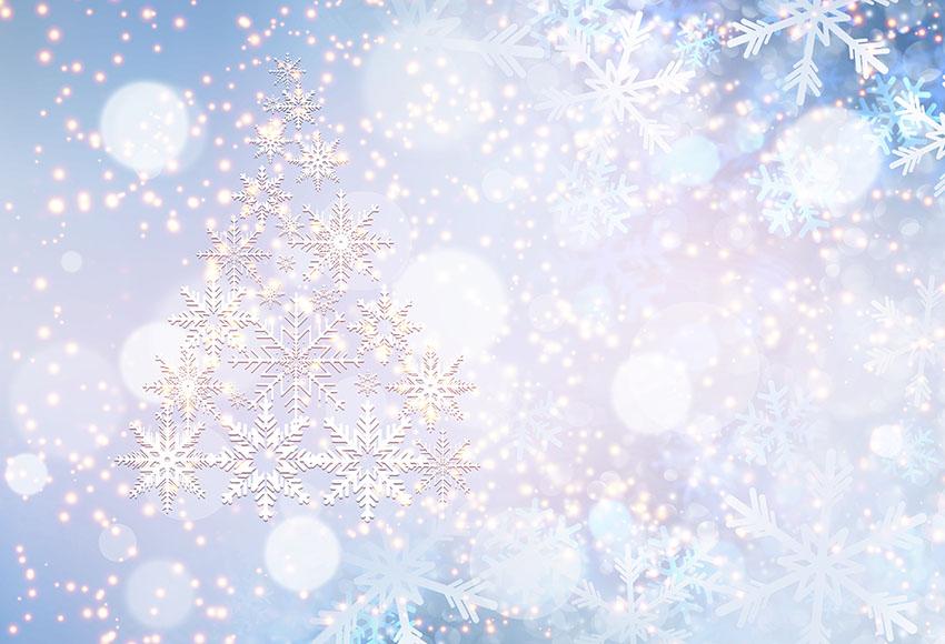 Bokeh Snowflake Winter Glittering Photo Booth Backdrop LV-1030