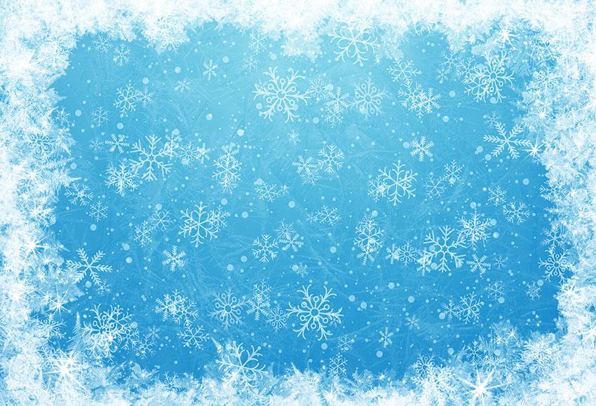 Bokeh Snowflake Winter Blue Photo Booth Backdrop LV-1033