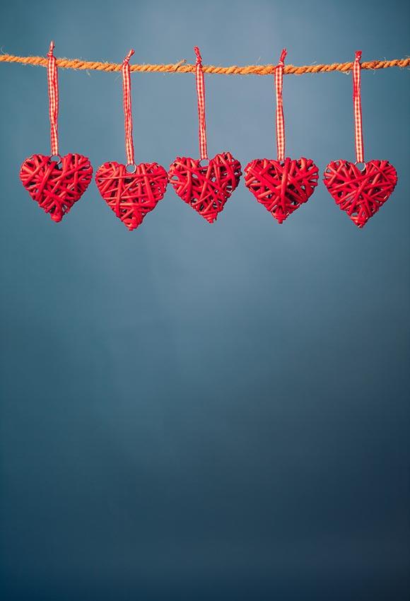 Red Love Heart Blue Backdrop for Photo Studio LV-1465