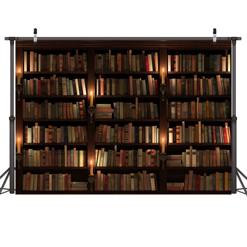 Bibliothek mit Kerzenbeleuchtung Bücherregal Hintergrund lv-608