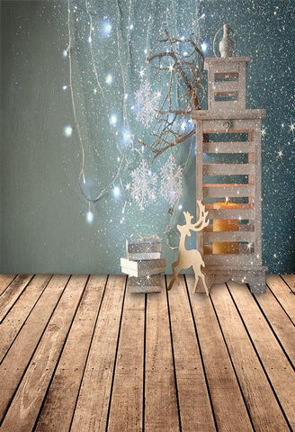 Weihnachtsbeleuchtung Elchgrüne Wand Foto Hintergrund LV-934