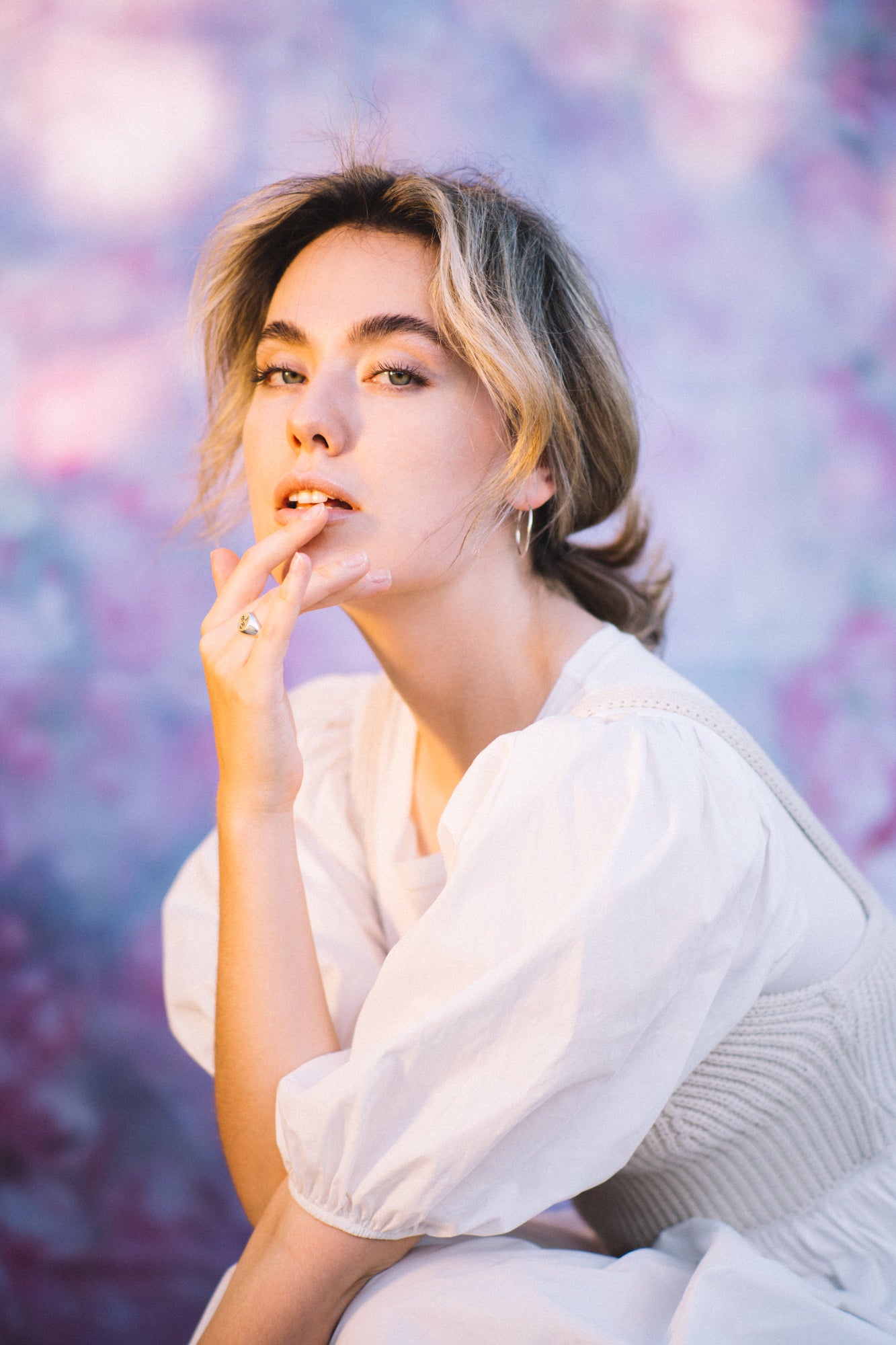 Rosa Blumen verschwommen Hintergrund für Neugeborene Fotografie S-100