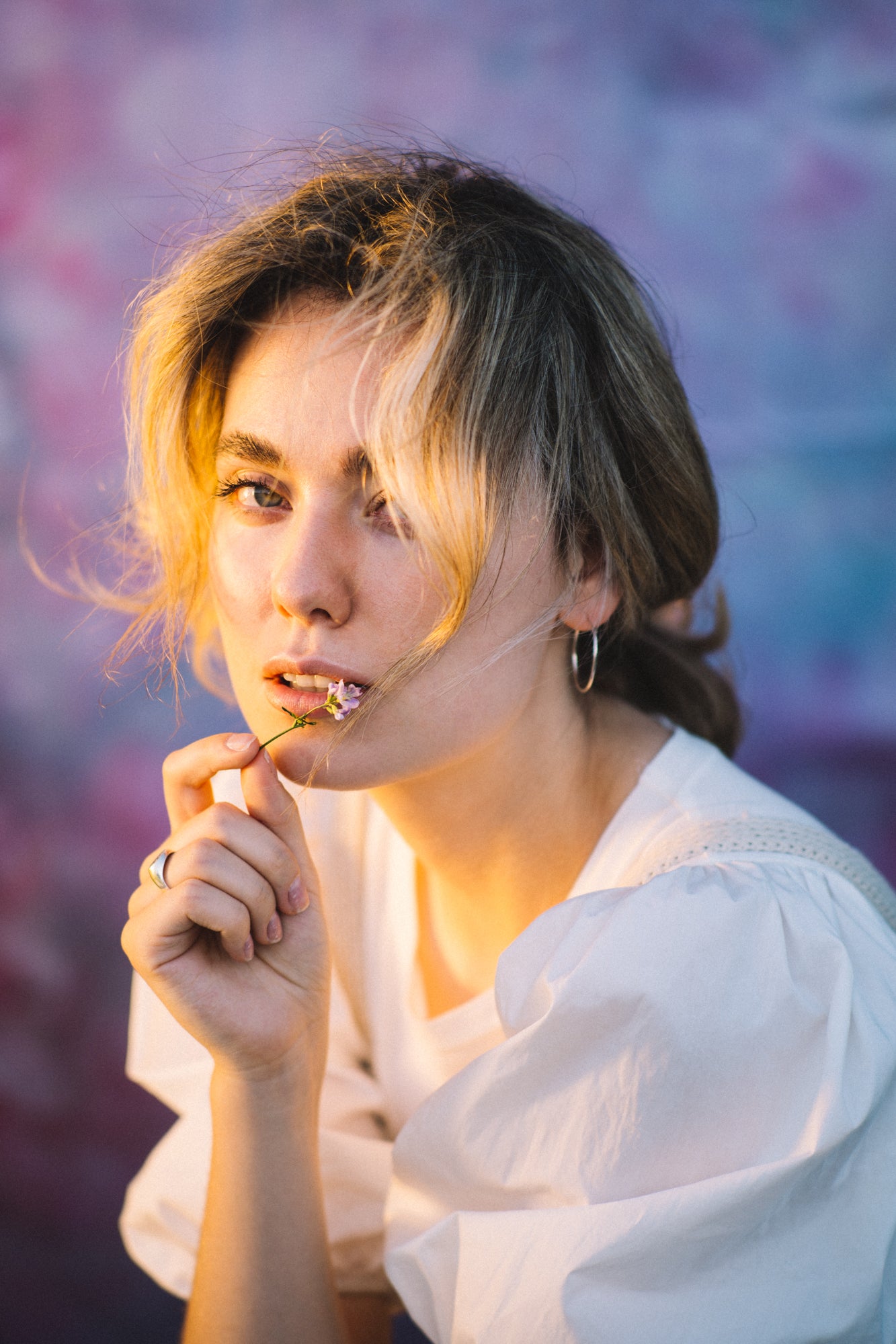 Rosa Blumen verschwommen Hintergrund für Neugeborene Fotografie S-100