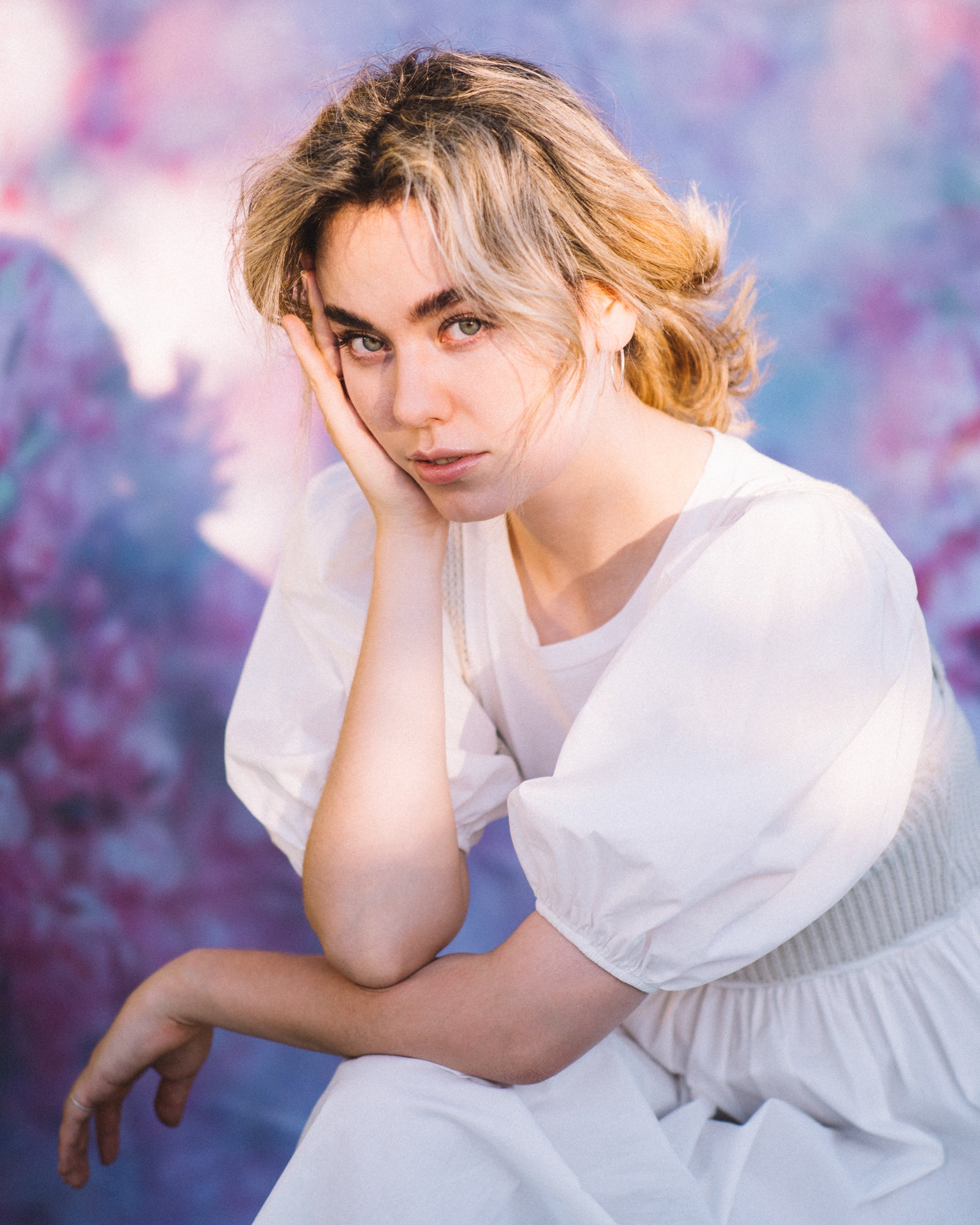 Rosa Blumen verschwommen Hintergrund für Neugeborene Fotografie S-100