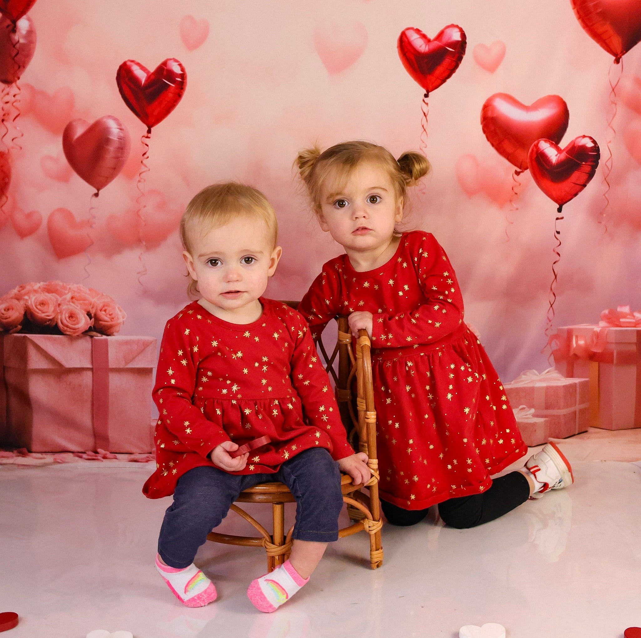 Valentinstag-Fotohintergrund Romantische Herzballons Geschenke Valentinstag-Fotohintergrund MRR9-86