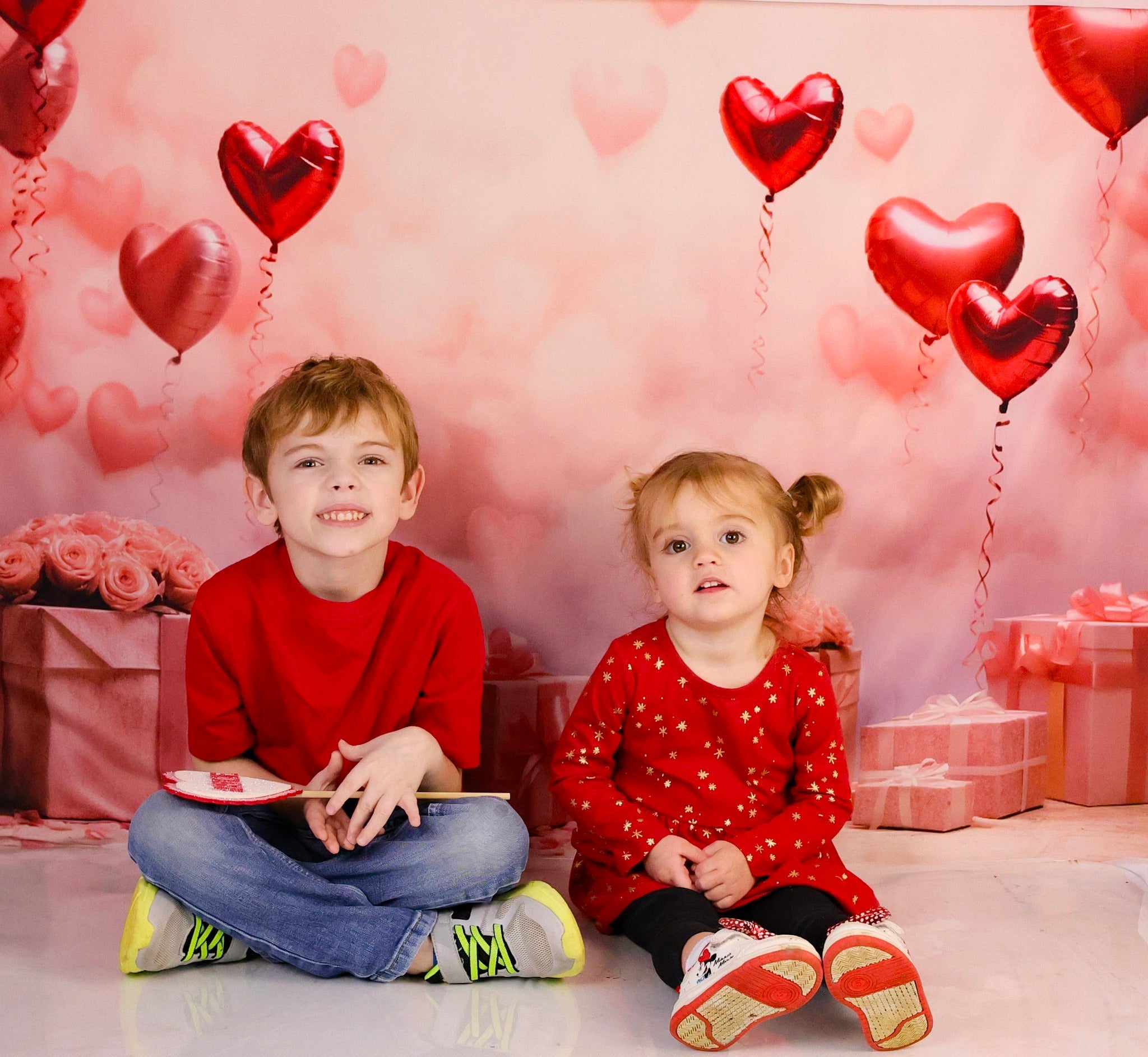 Valentinstag-Fotohintergrund Romantische Herzballons Geschenke Valentinstag-Fotohintergrund MRR9-86