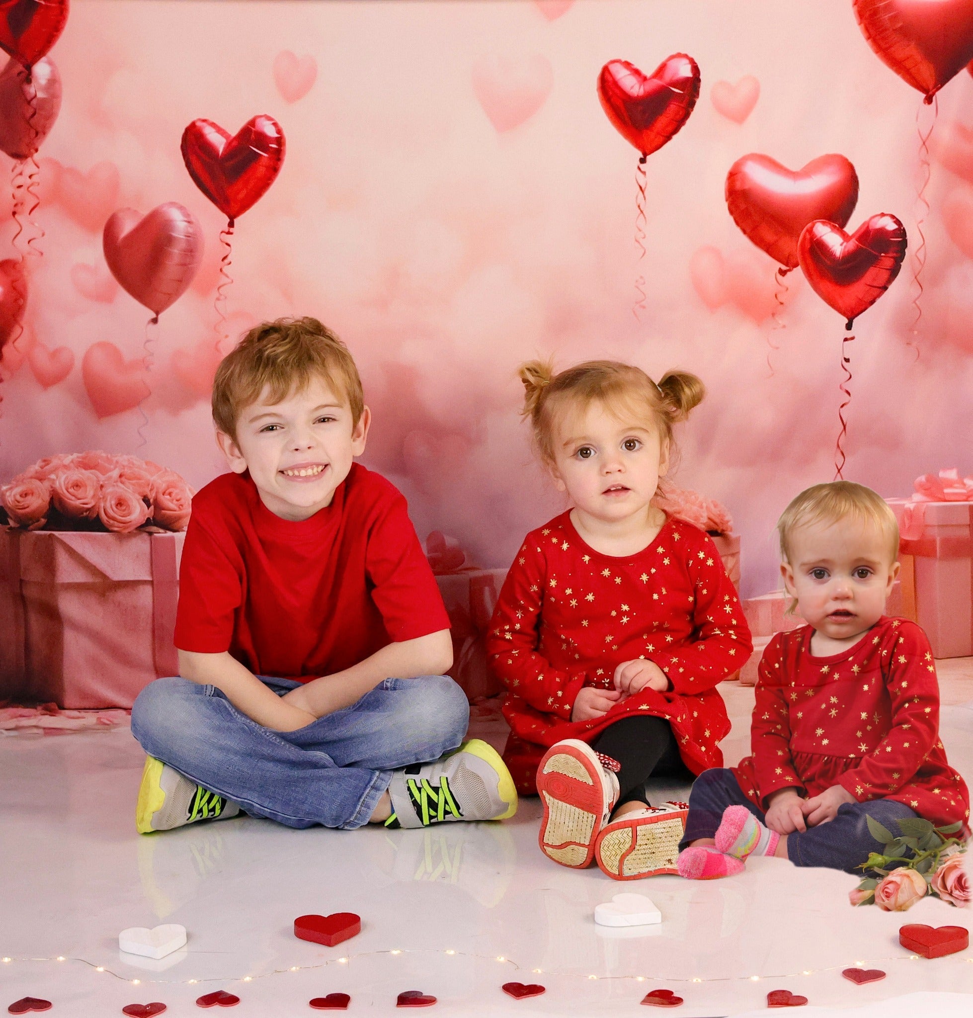 Valentinstag-Fotohintergrund Romantische Herzballons Geschenke Valentinstag-Fotohintergrund MRR9-86