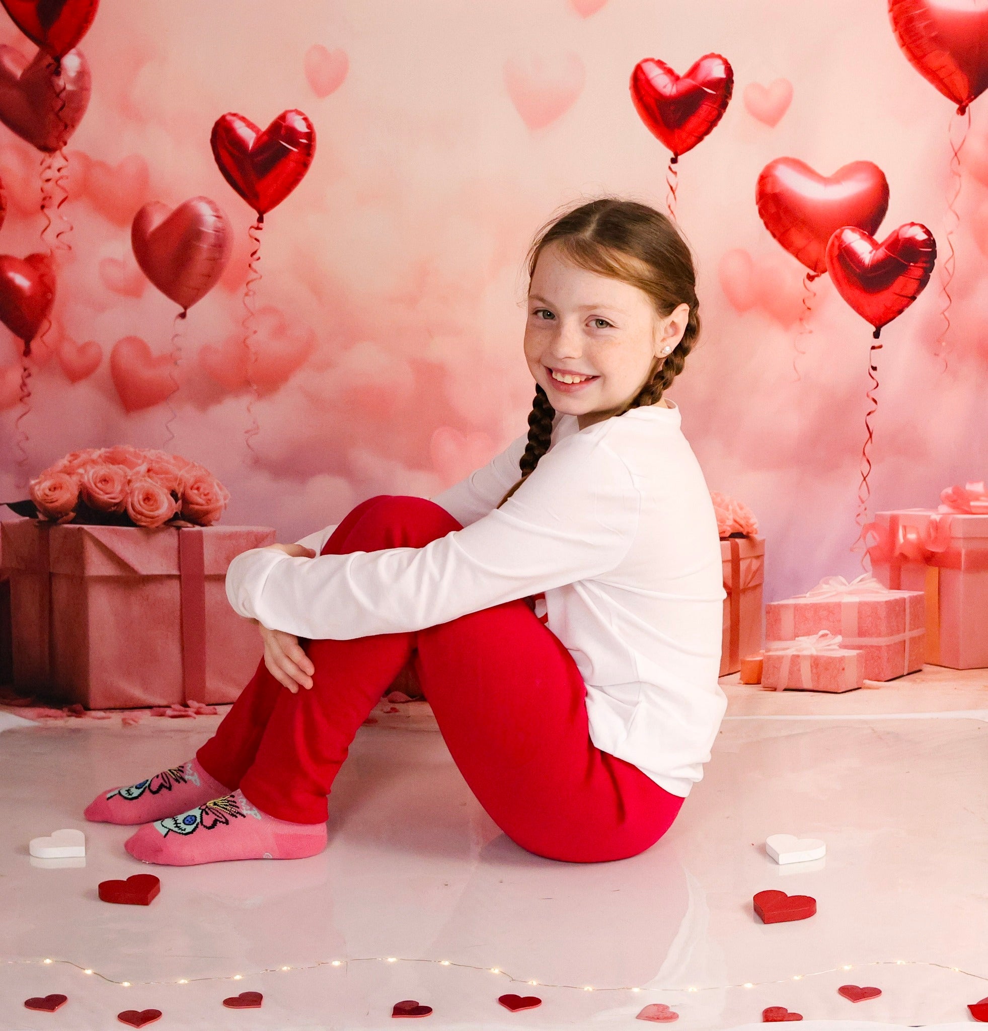 Valentinstag-Fotohintergrund Romantische Herzballons Geschenke Valentinstag-Fotohintergrund MRR9-86