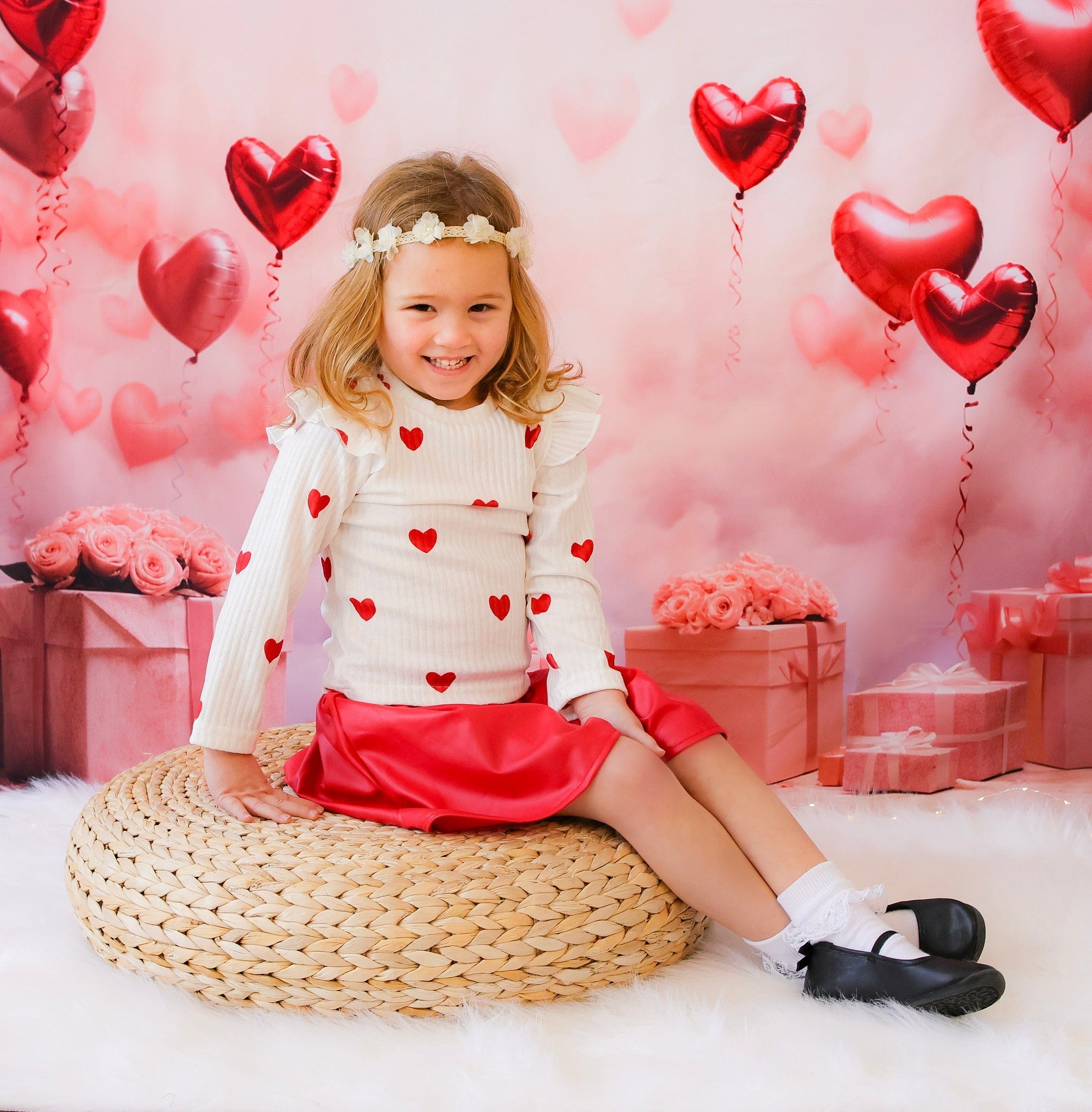 Valentinstag-Fotohintergrund Romantische Herzballons Geschenke Valentinstag-Fotohintergrund MRR9-86