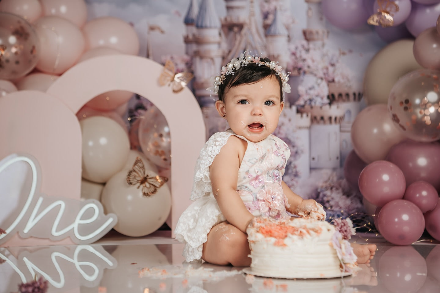 Fotografie Frühling Backdrops Königliches Schloss Blühender Garten Backdrop LXX1-160