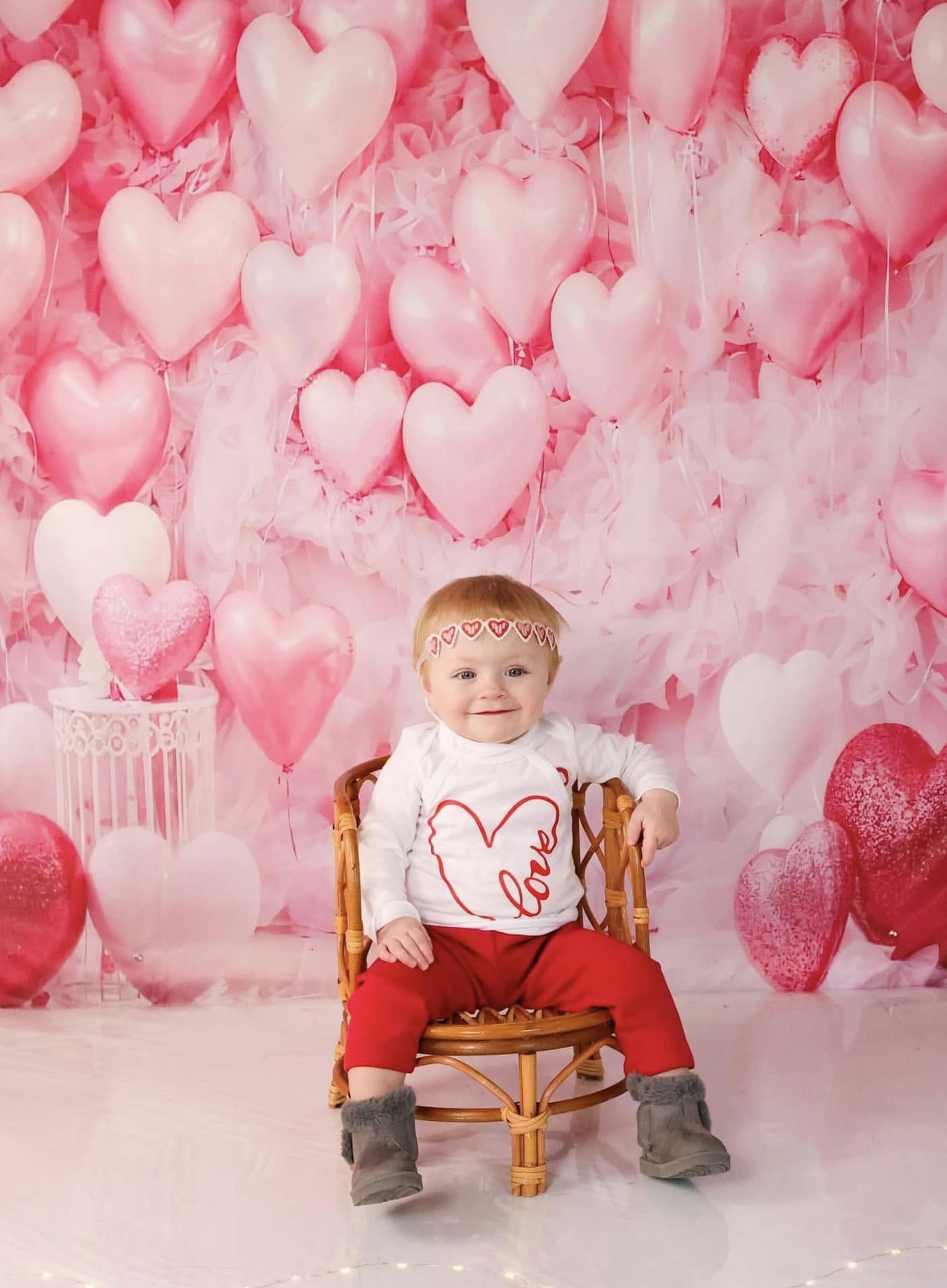 Valentinstag-Fotohintergrund Rosa Herz-Luftballonwand Valentinstag-Fotohintergrund MRR9-88