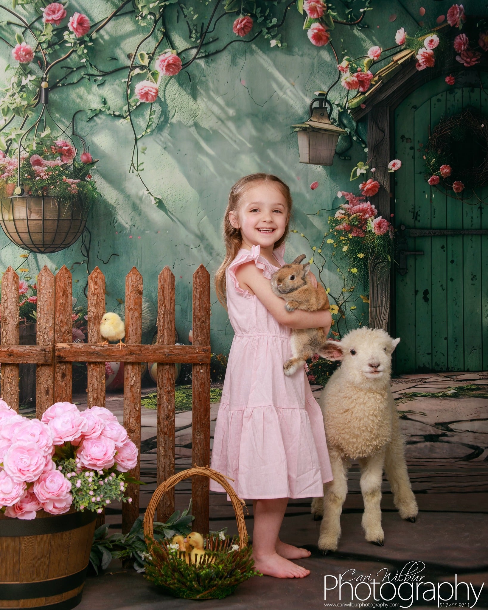 Backdrop mit Blumen Grüner Türkranz Backdrop BRP12-557