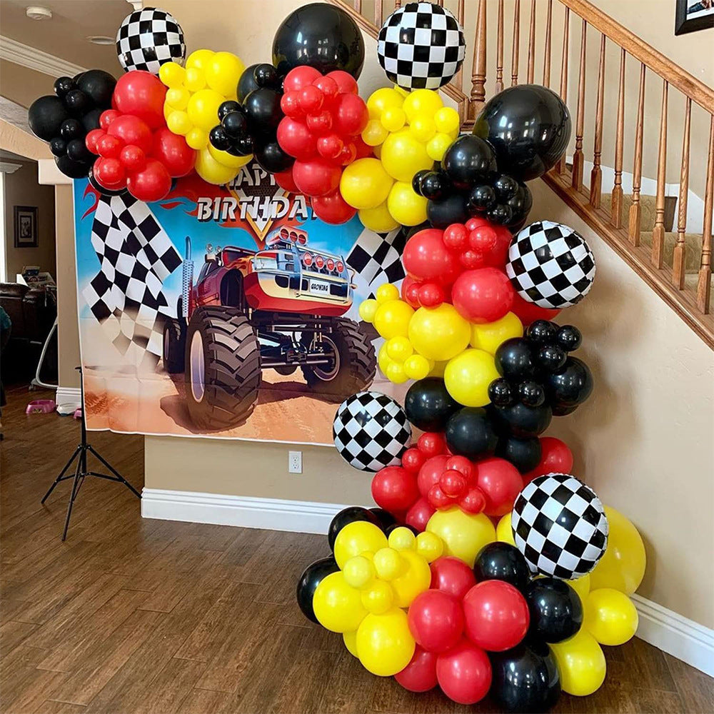 Racing Car Theme Baby Geburtstag Gelb Rot Schwarz Ballon Film Party Dekoration BA27