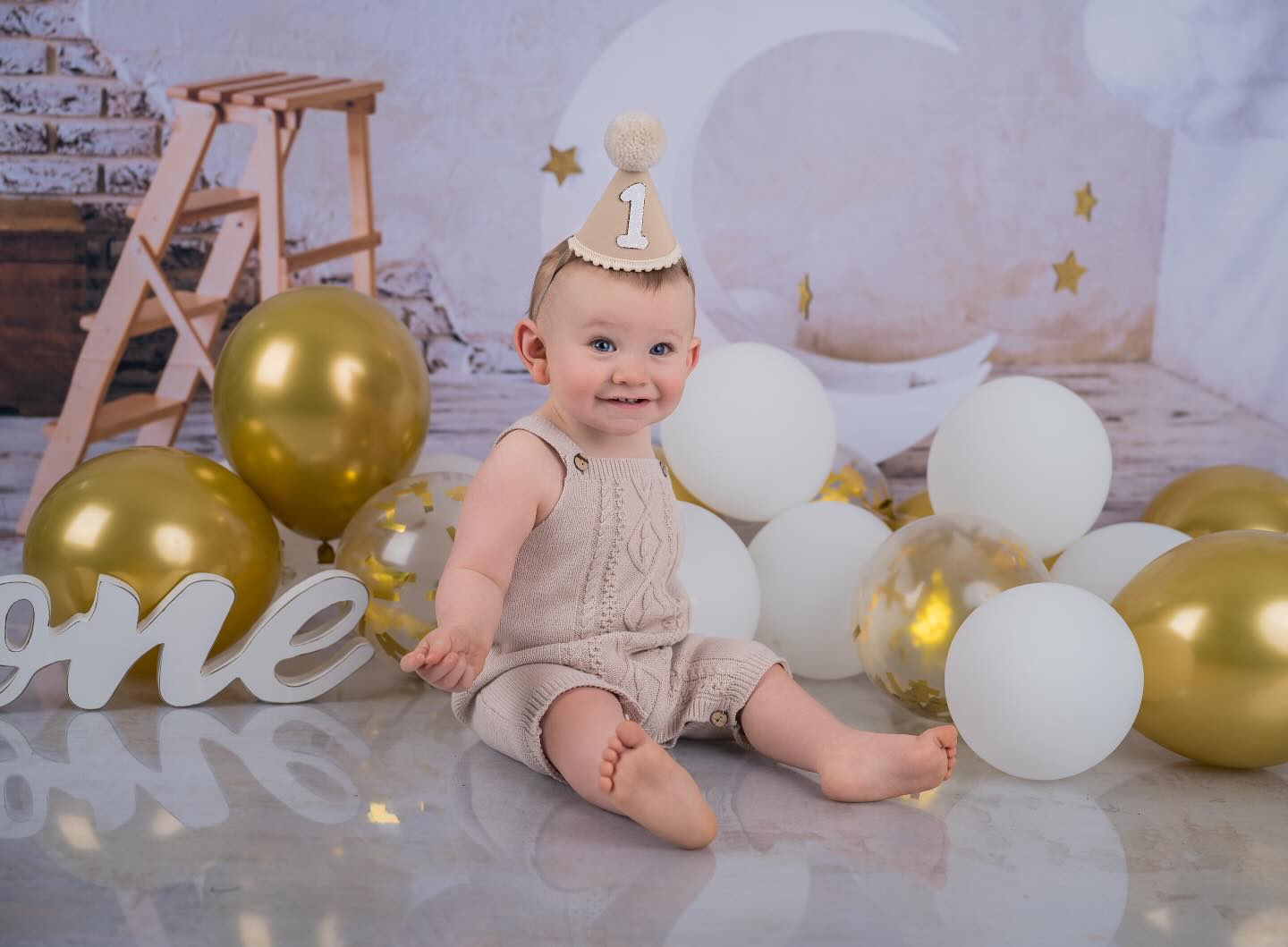 Weiße Wolken-Mond-Baby-Hintergrund für Fotostudio LV-1445
