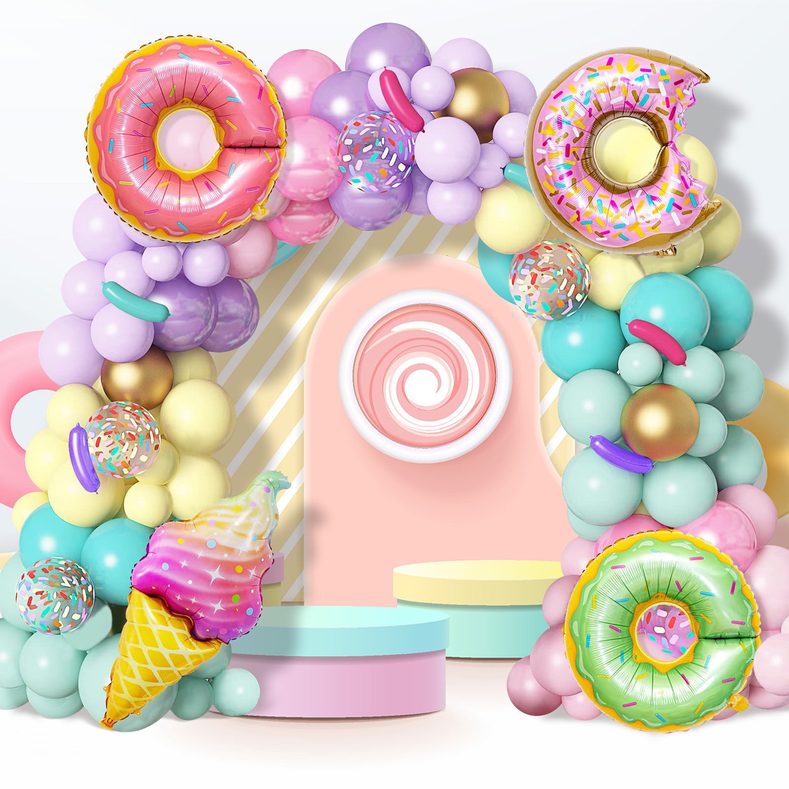 Drei Donuts Macaron Fantasy Geburtstagsthema Ballonkette BA18