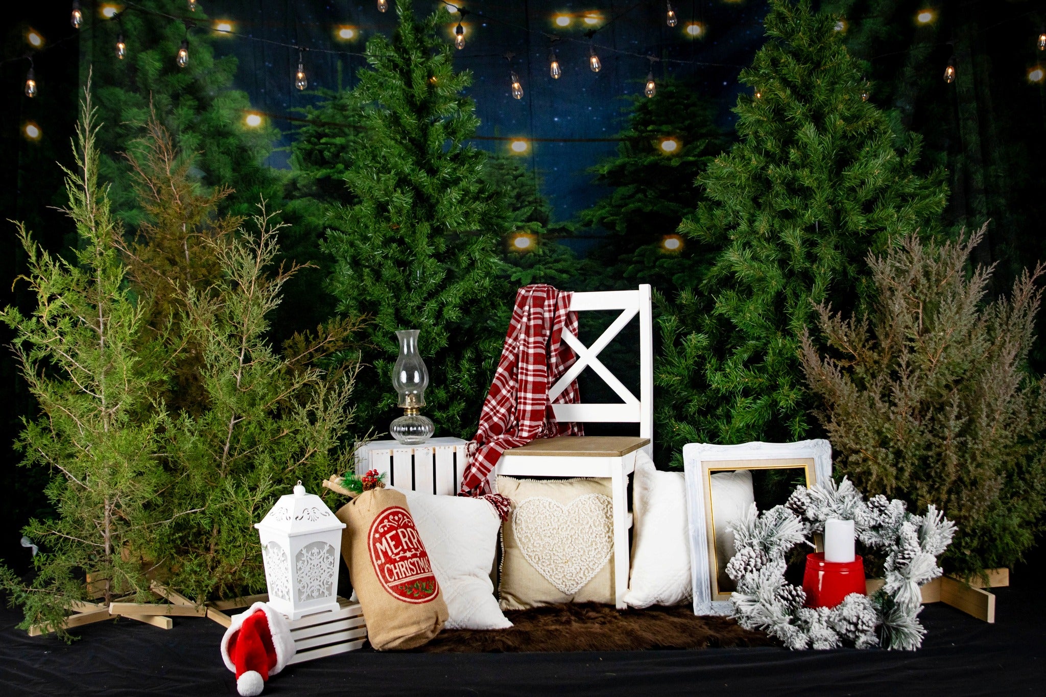 Weihnachtsbaum Bauernhof Abend Foto Hintergrund D832