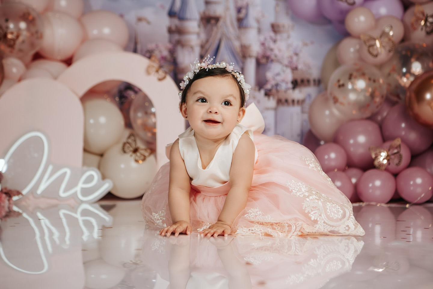 Fotografie Frühling Backdrops Königliches Schloss Blühender Garten Backdrop LXX1-160