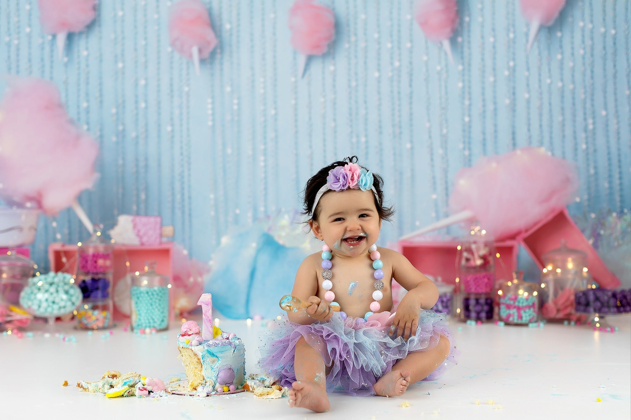Cake Smash-Fotohintergrund Zuckerwatte Karneval Geburtstags-Fotohintergrund MRR9-41