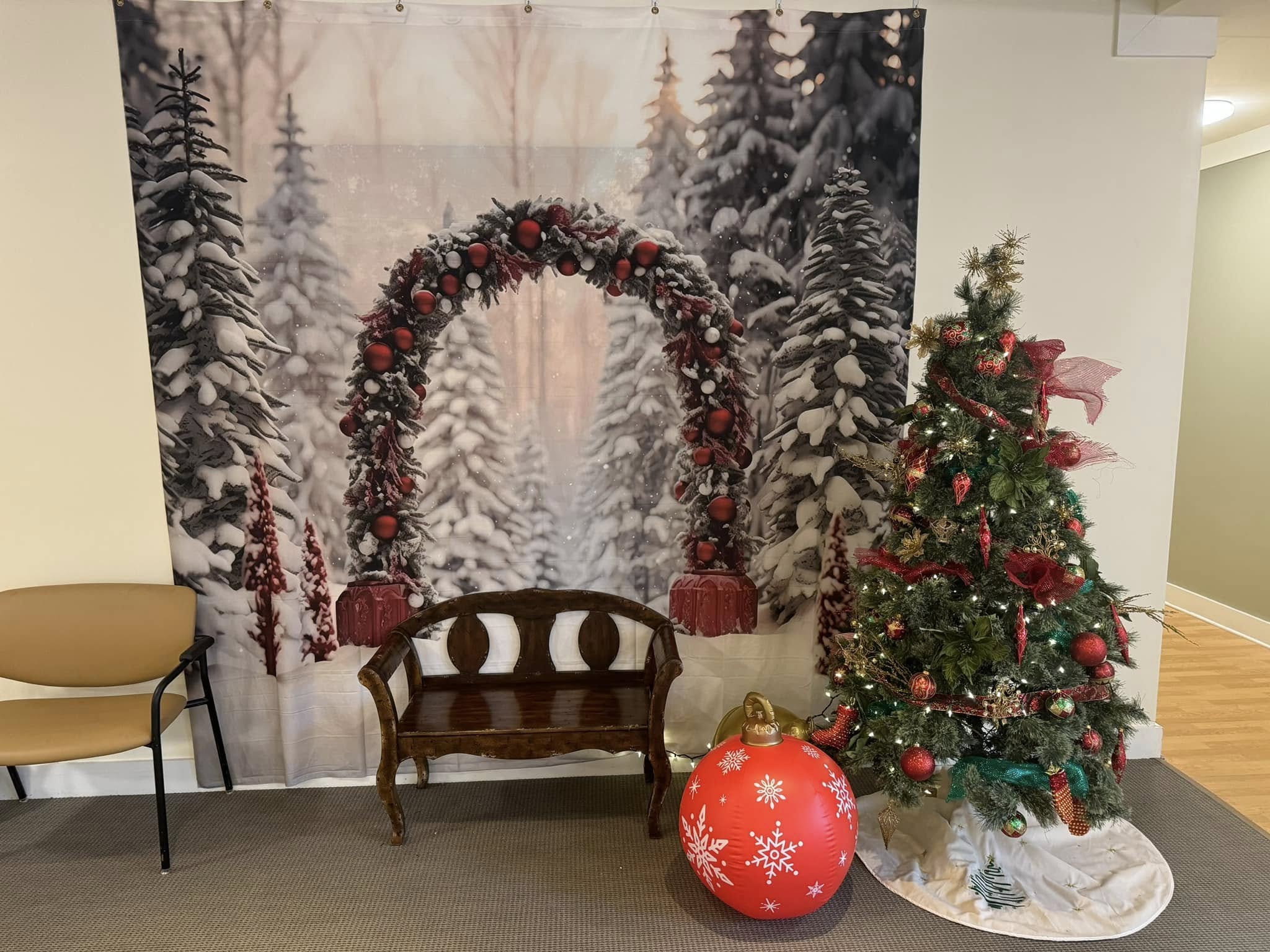 Holiday Wonderland Weg mit verschneiten Bogen Hintergrund BRP8-127
