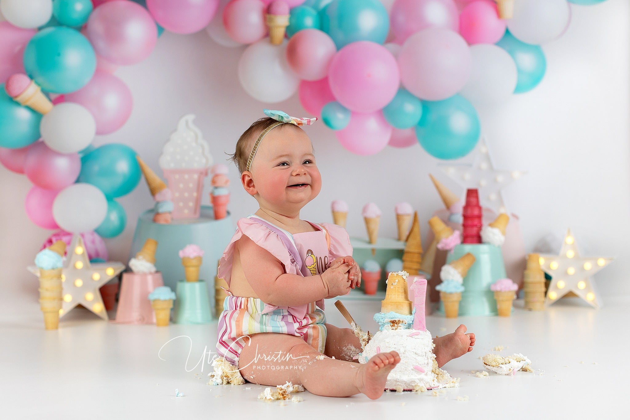 Cake Smash-Fotohintergrund Bonbonballon Eiscreme-Party Geburtstags-Fotohintergrund MRR9-42