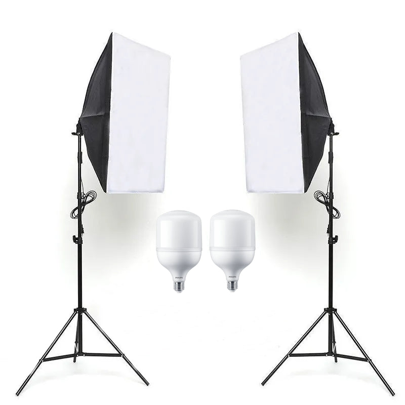 Professionelles Fotolicht 2 Stück Softbox-Beleuchtungsset mit Glühbirnen BP1691