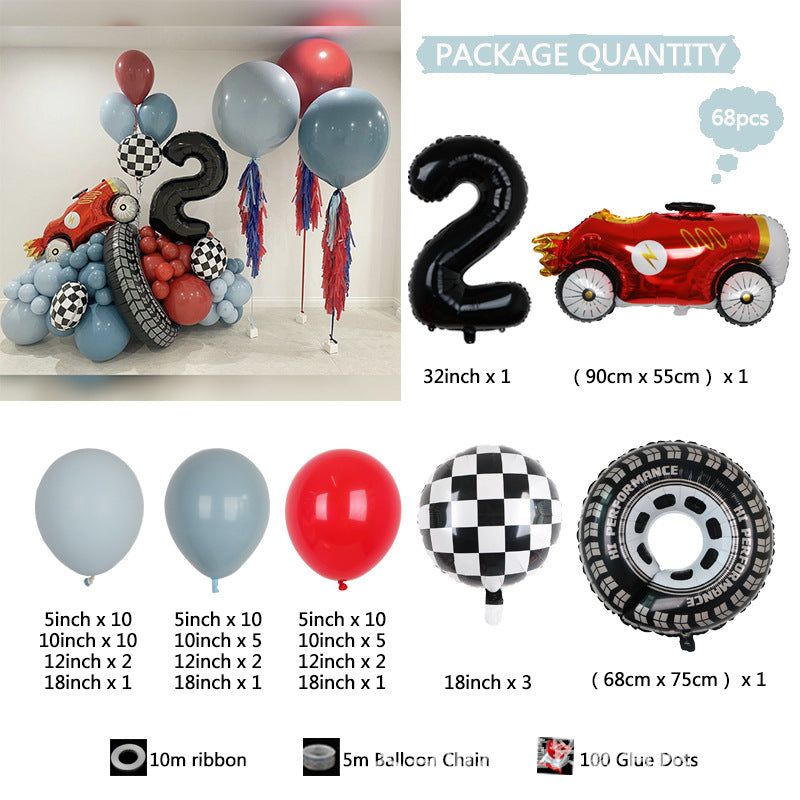 Racing Car Big Tyre Sportwagen Jungen Geburtstag Ballon Kette Dekoration BA39